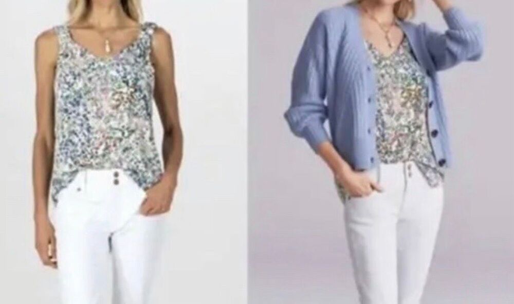 CAbi Floral Rotation v- neck tank style #5917 sz large